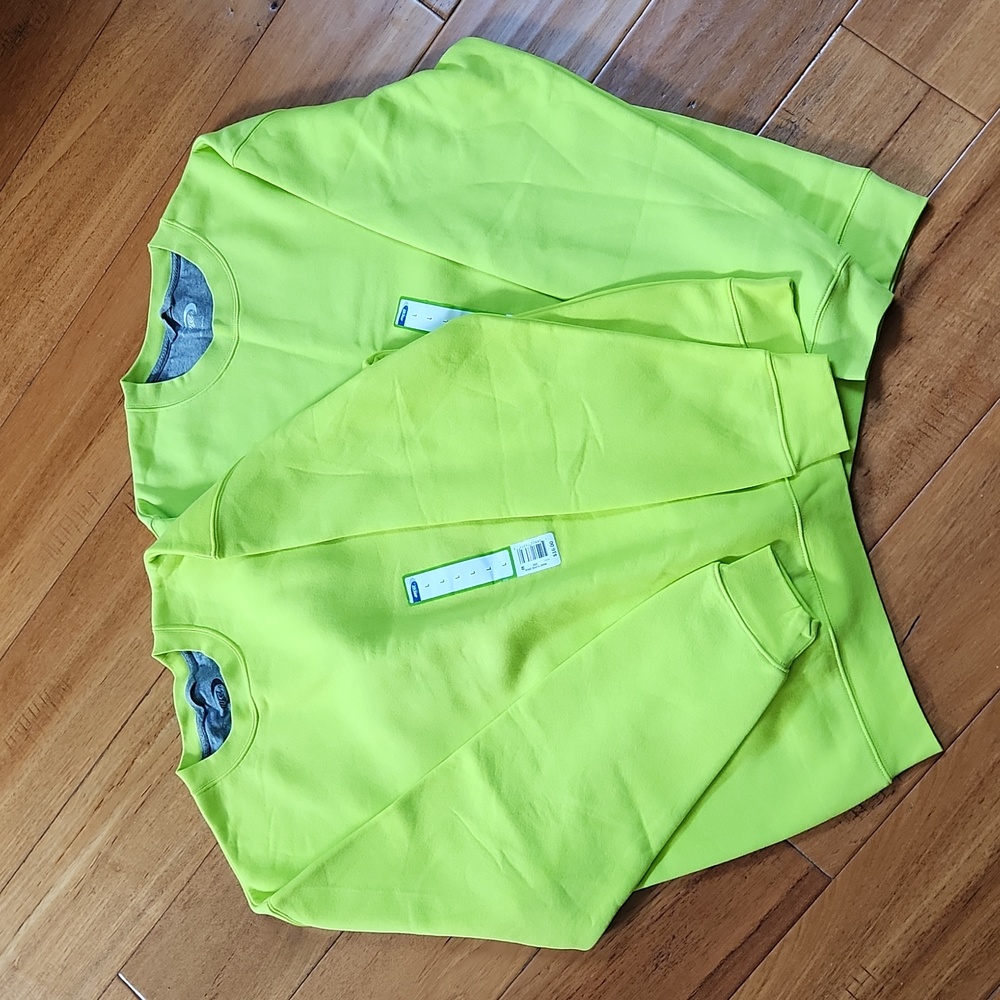 2 NWT MTA Sport lime green unisex sweatshirts, large